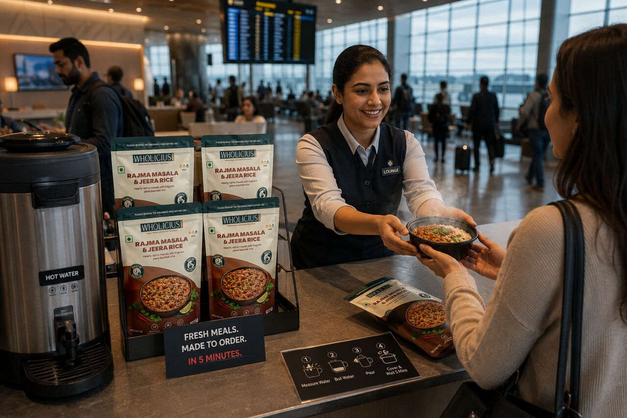 Serving in an airport lounge